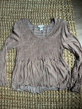 Urban Romantics Smocked Long Sleeve Blouse